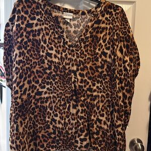 Ava & Viv Brown and Black Animal Print Blouse